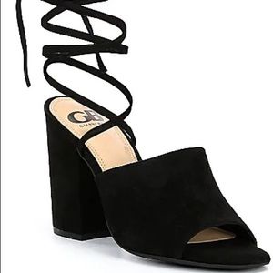 Gianni Bini Kat Kall Lace Up Ankle Heels- Black 7W